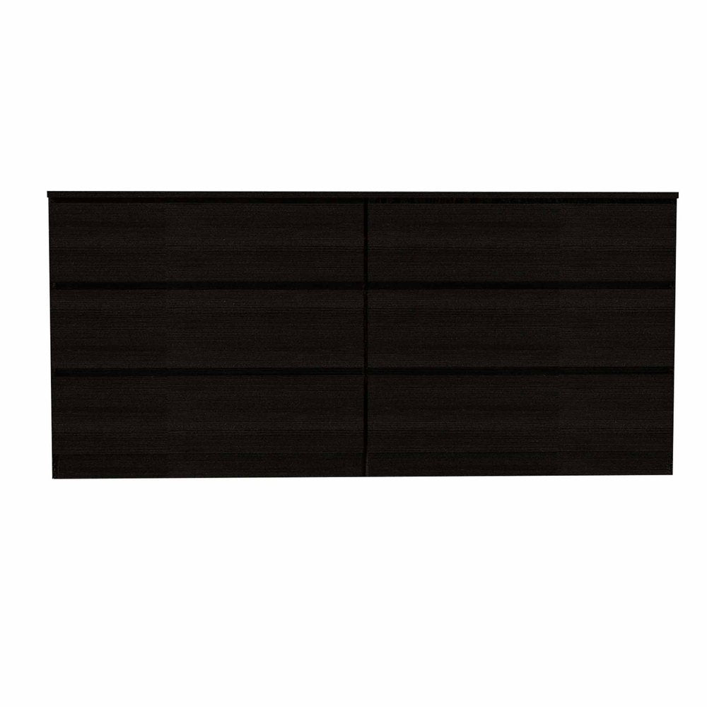 60" Black Six Drawer Double Dresser — view 1