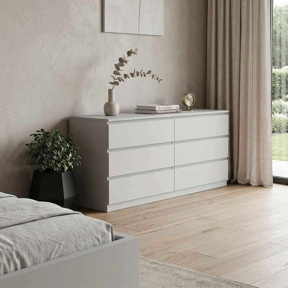 60" White Wood Six Drawer Double Dresser HomeRoots