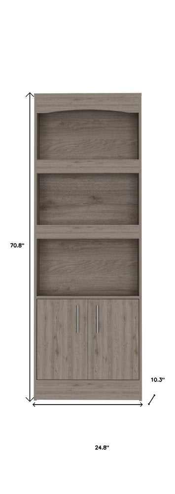 71" Three Tier Bookcase with Two doors — view 5