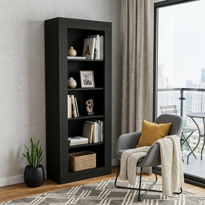 Black Five Tier Bookcase HomeRoots
