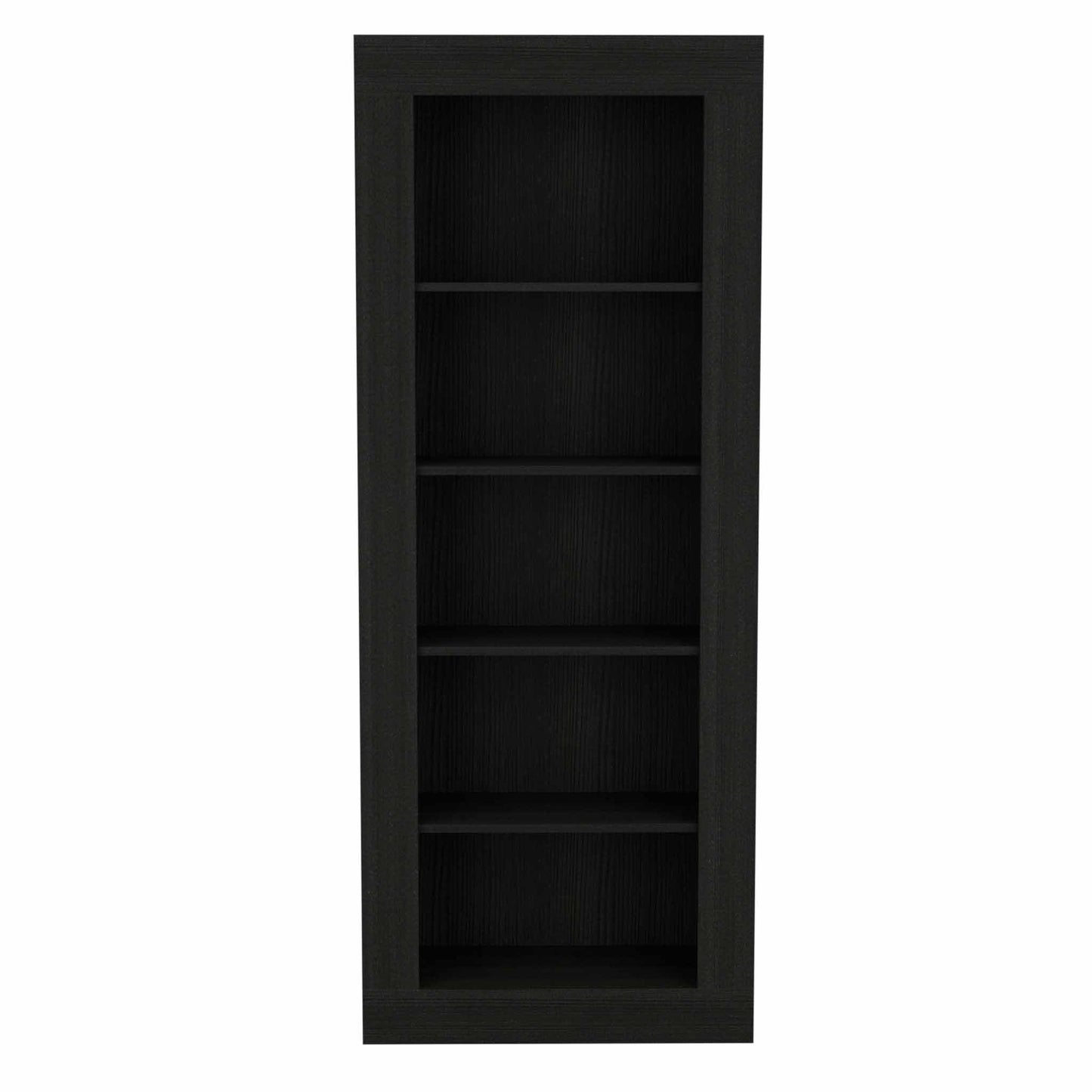 70" Black Five Tier Bookcase