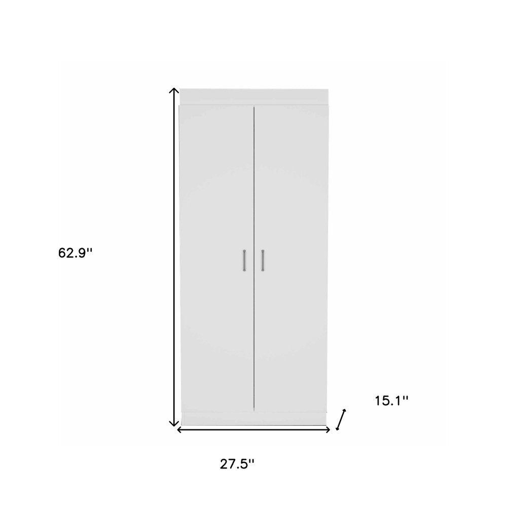 63” Classic White Pantry Cabinet with Two Full Size Doors HomeRoots