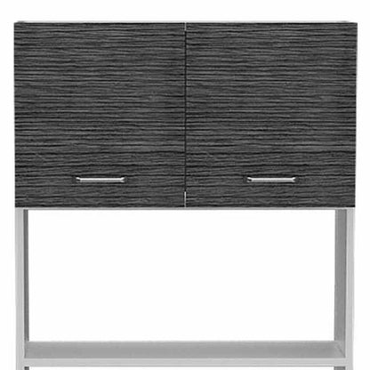 24" White and Gray Wood Flat Door Kitchen Cart With Storage HomeRoots