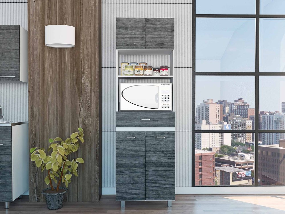 79" Gray Pantry Cabinet with Three Storage Shelves HomeRoots