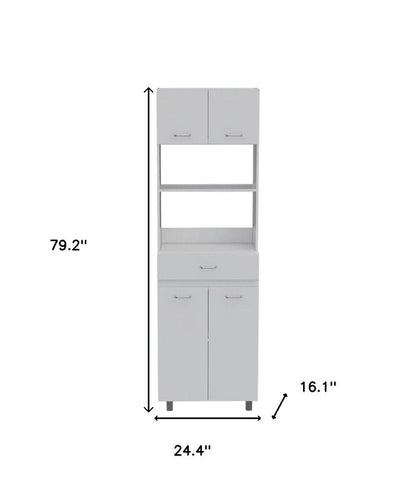 79" White Pantry Cabinet with Three Shelves HomeRoots
