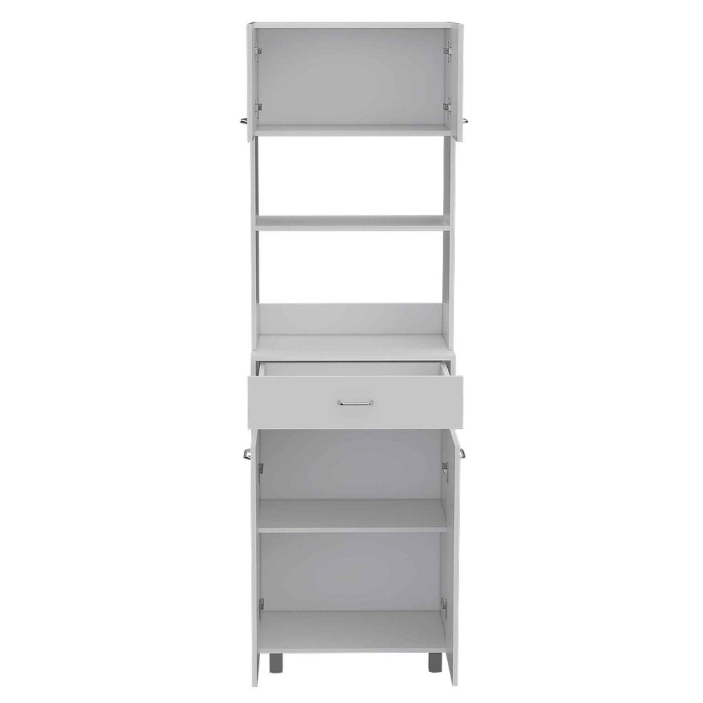 24" White Wood Kitchen Cart With Storage — view 1