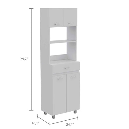 79" White Pantry Cabinet with Three Shelves