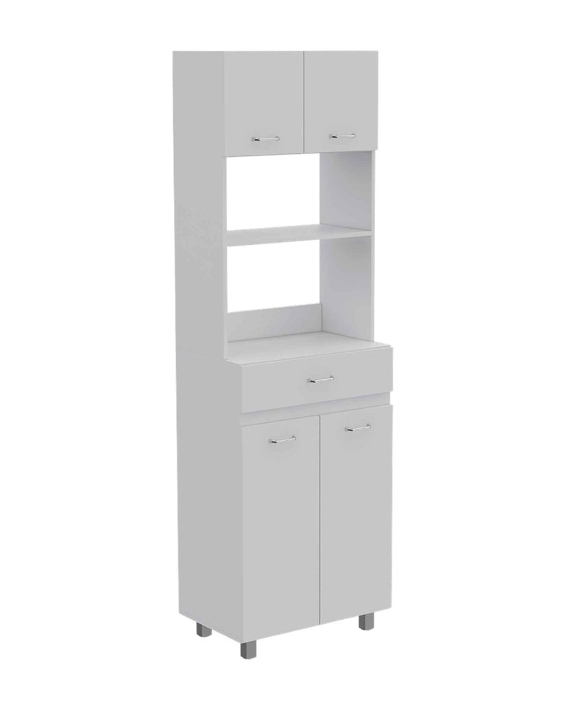 24" White Wood Kitchen Cart With Storage — view 2