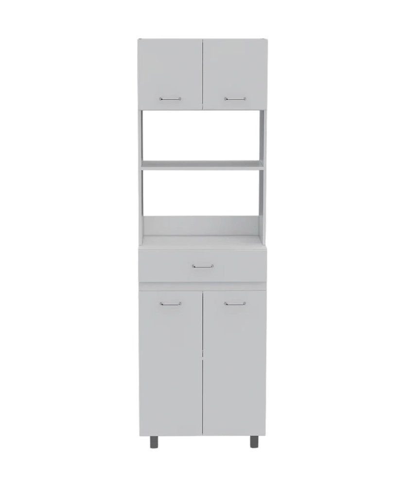 24" White Wood Kitchen Cart With Storage — view 3