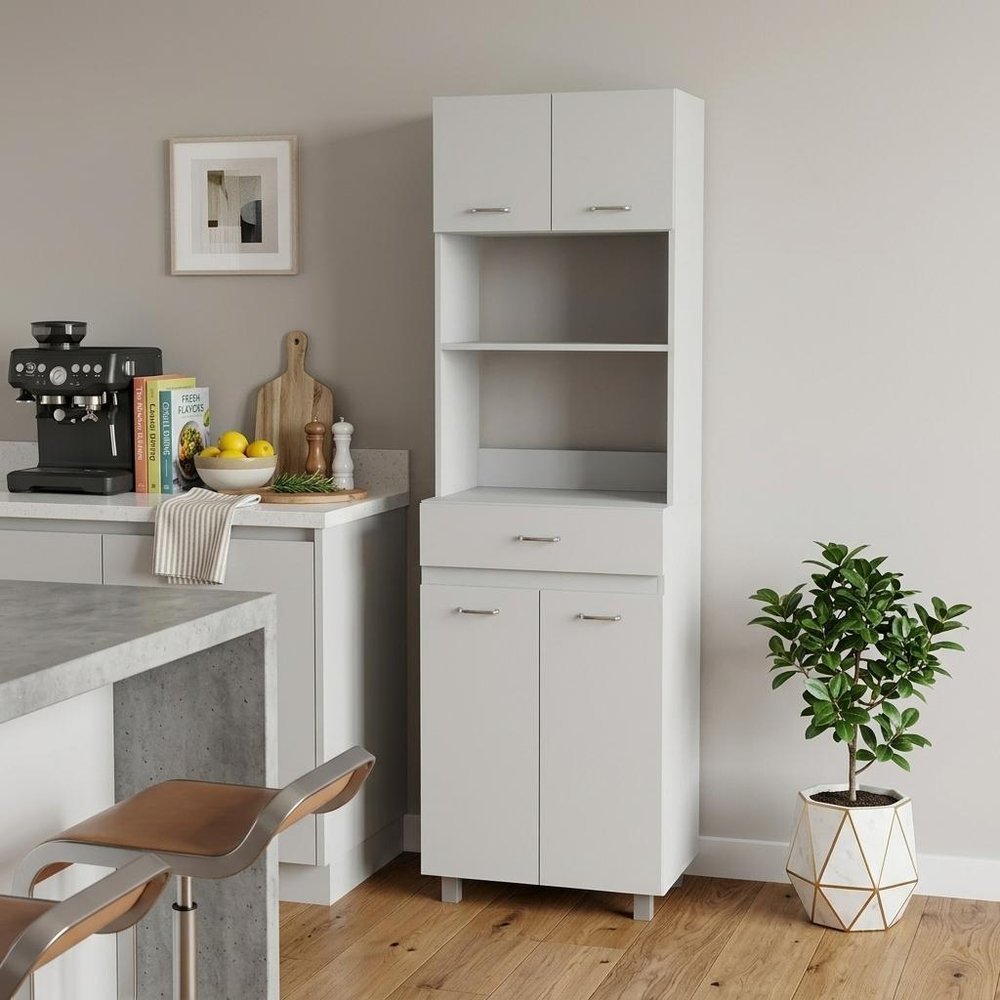24" White Wood Kitchen Cart With Storage — view 7
