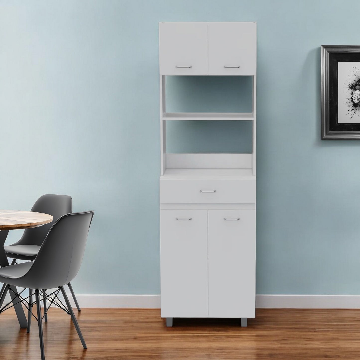 79" White Pantry Cabinet with Three Shelves