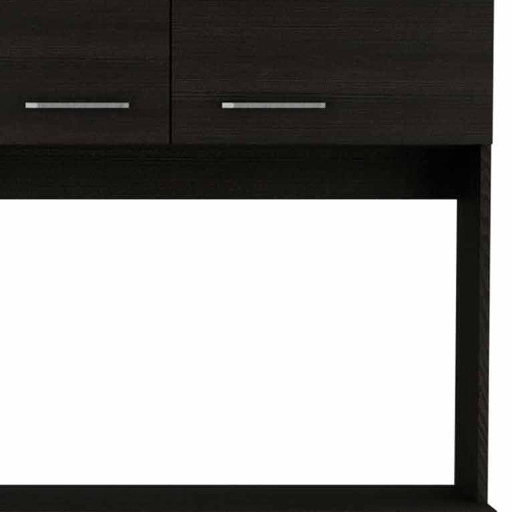 71" Modern Black Pantry Cabinet with Three Storage Shelves