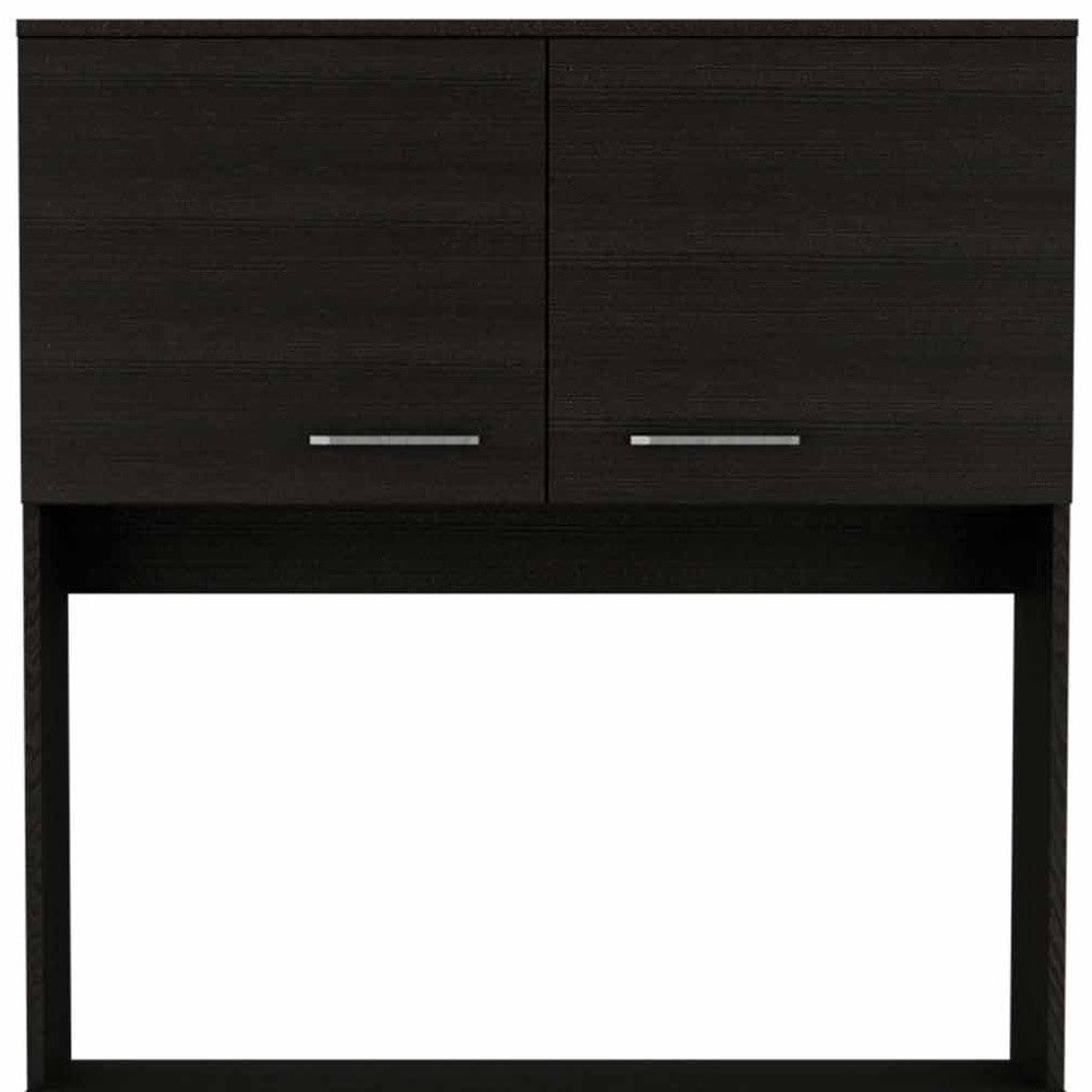 71" Modern Black Pantry Cabinet with Three Storage Shelves