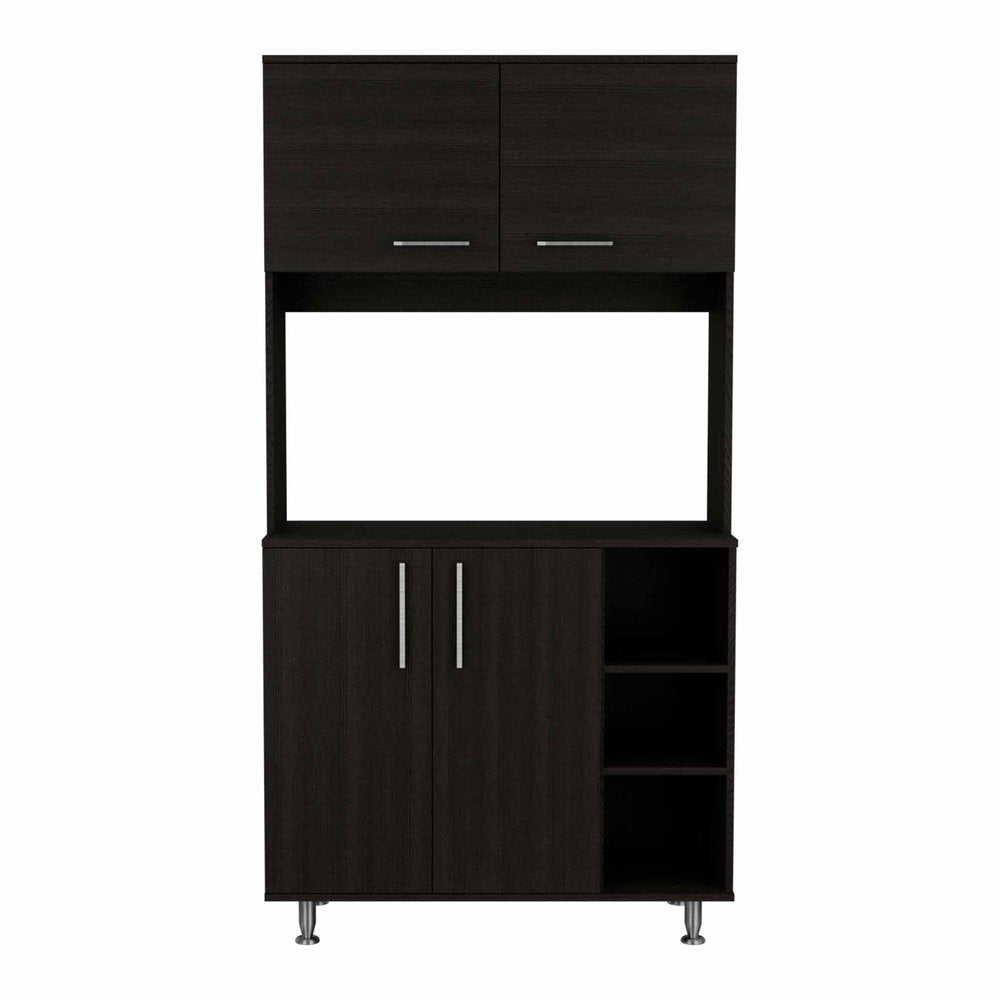 71" Black Wood Four Door Pantry Or Storage Closet HomeRoots