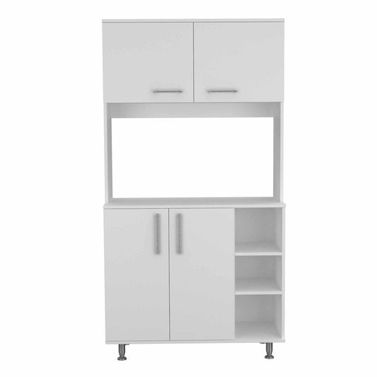 71" White Wood Four Door Pantry Or Storage Closet HomeRoots