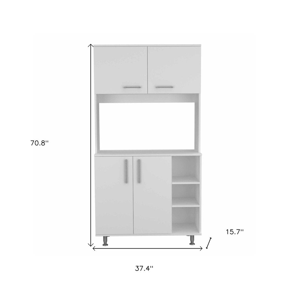 71" Modern White Pantry Cabinet with Five Shelves HomeRoots