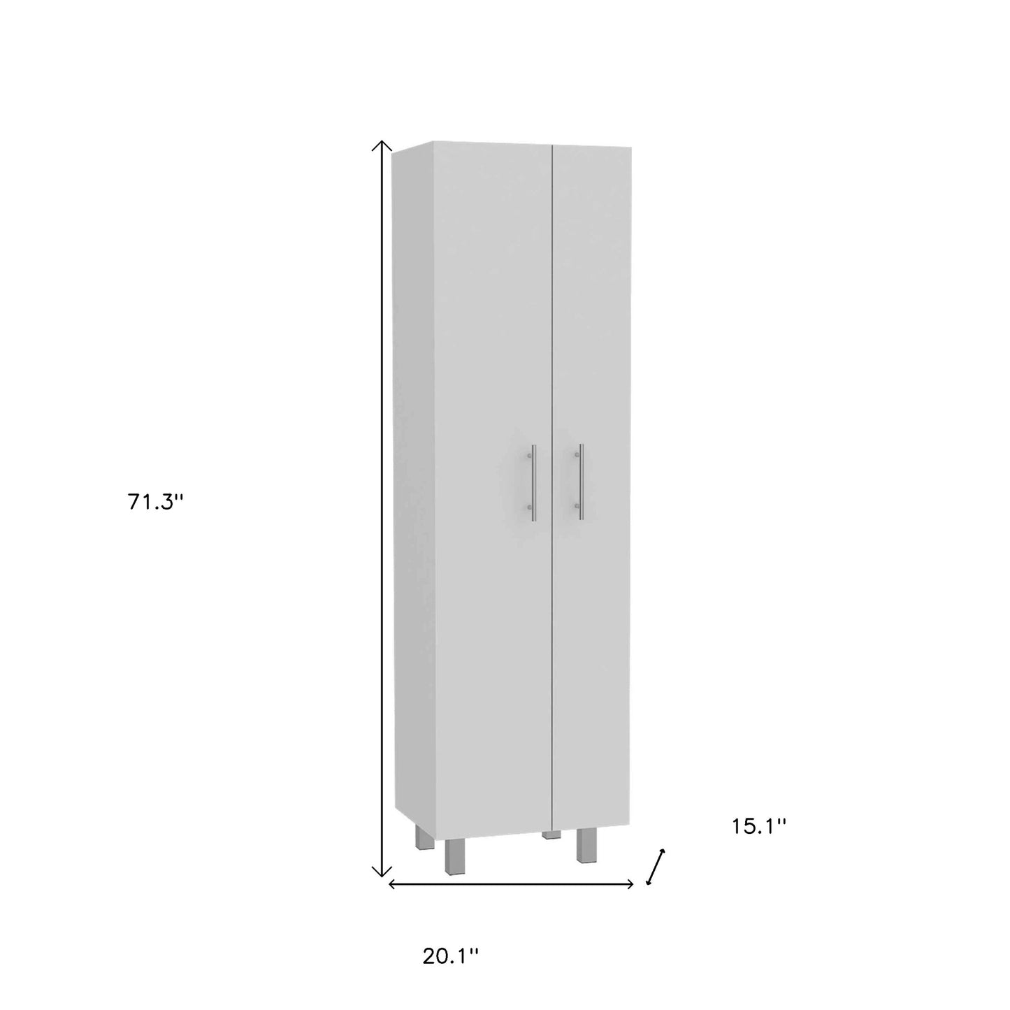 71" White Versatile Tall Pantry Cabinet with Five Shelves