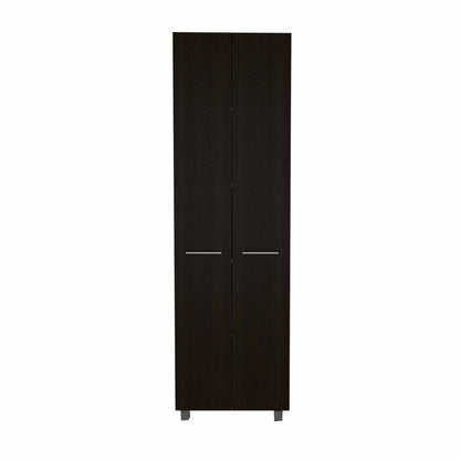 79" Modern Black Pantry Cabinet with Two Doors and Five Shelves HomeRoots