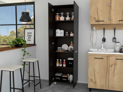 79" Modern Black Pantry Cabinet with Two Doors and Five Shelves HomeRoots