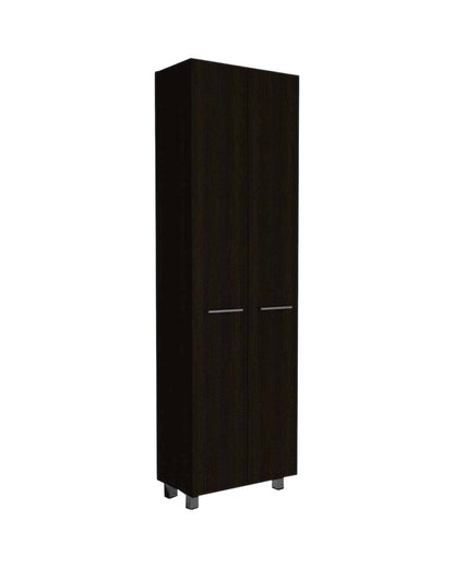 79" Modern Black Pantry Cabinet with Two Doors and Five Shelves HomeRoots
