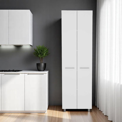 78" Modern White Pantry Cabinet with Two Full Size Doors HomeRoots