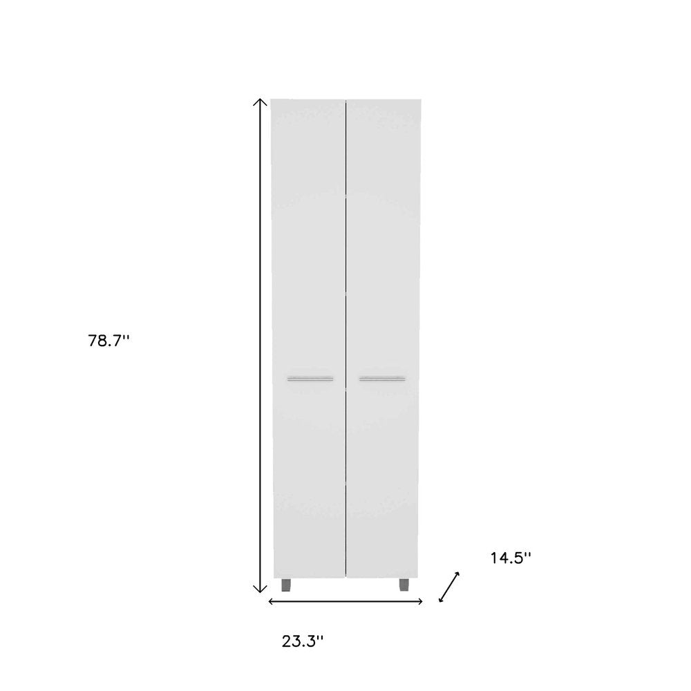 78" Modern White Pantry Cabinet with Two Full Size Doors HomeRoots