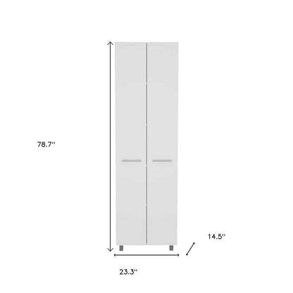 78" Modern White Pantry Cabinet with Two Full Size Doors HomeRoots
