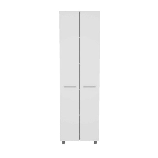 78" Modern White Pantry Cabinet with Two Full Size Doors HomeRoots