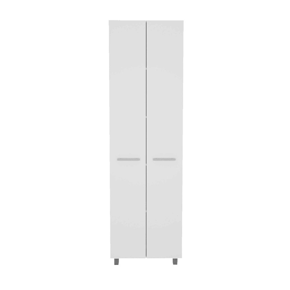 78" Modern White Pantry Cabinet with Two Full Size Doors HomeRoots