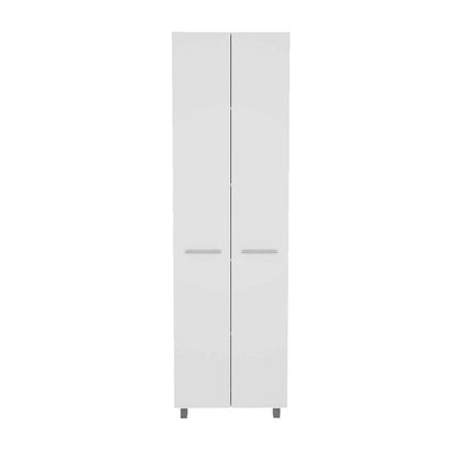 78" Modern White Pantry Cabinet with Two Full Size Doors HomeRoots