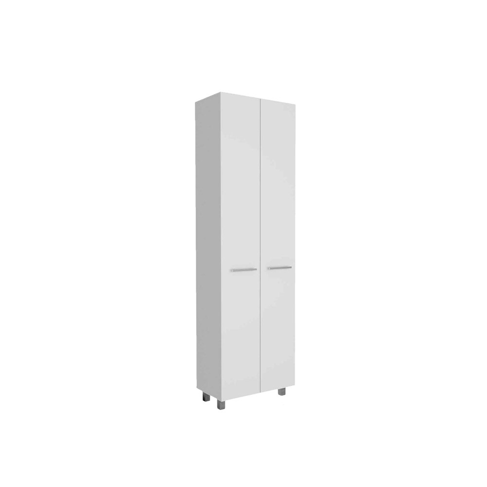 78" Modern White Pantry Cabinet with Two Full Size Doors HomeRoots