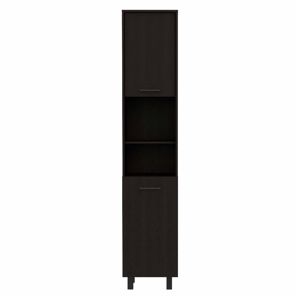 79" Modern Black Pantry Cabinet with Five Shelves HomeRoots