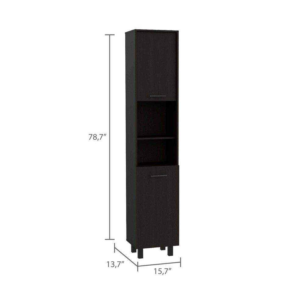 79" Modern Black Pantry Cabinet with Five Shelves HomeRoots