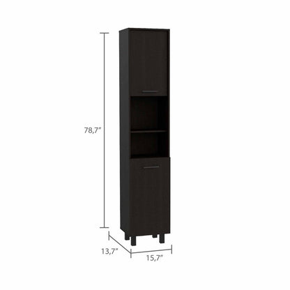 79" Modern Black Pantry Cabinet with Five Shelves HomeRoots