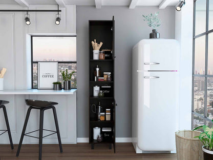 79" Modern Black Pantry Cabinet with Five Shelves