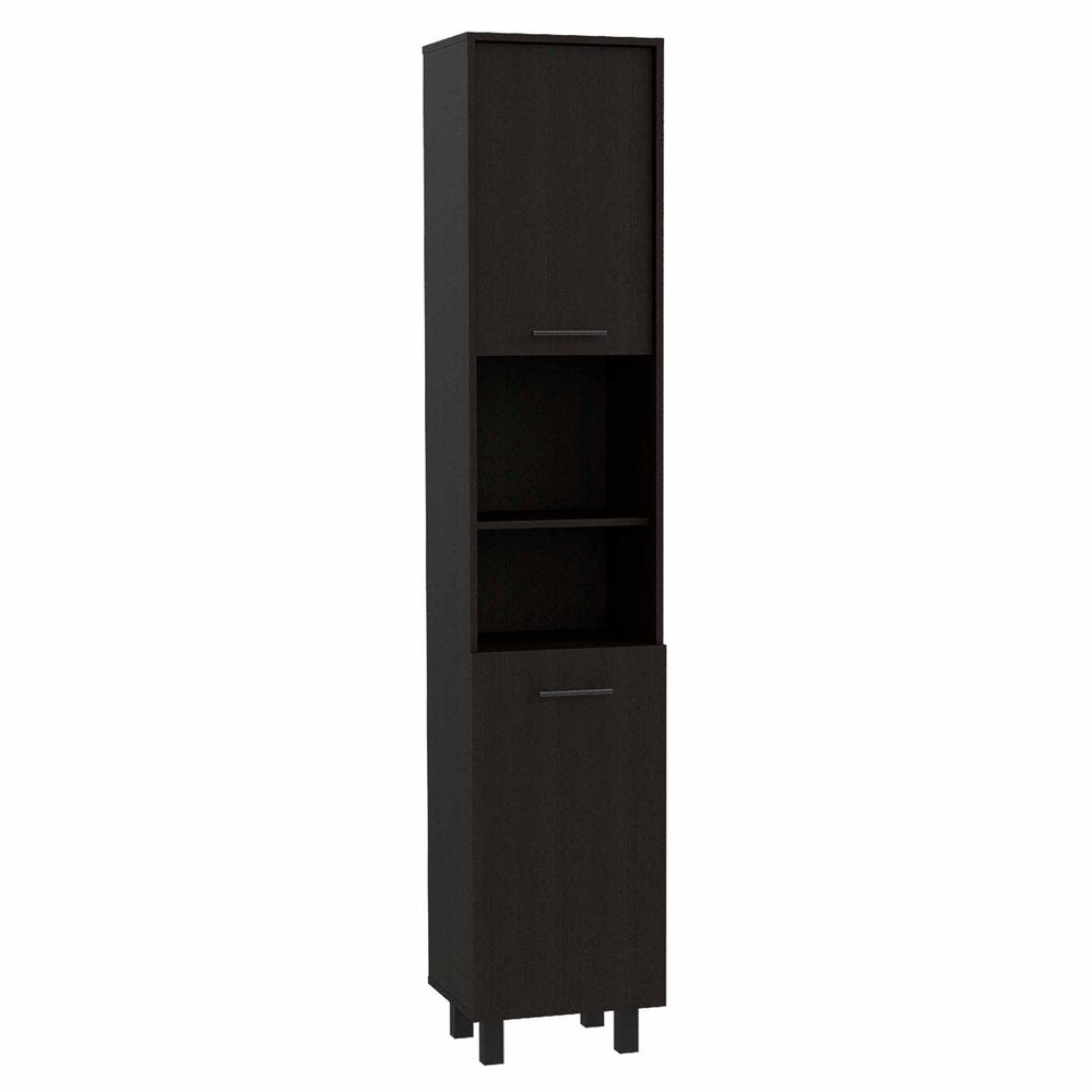 79" Modern Black Pantry Cabinet with Five Shelves HomeRoots