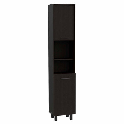 79" Modern Black Pantry Cabinet with Five Shelves HomeRoots