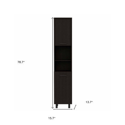 79" Modern Black Pantry Cabinet with Five Shelves HomeRoots