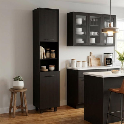 79" Black Wood Pantry Or Storage Closet HomeRoots