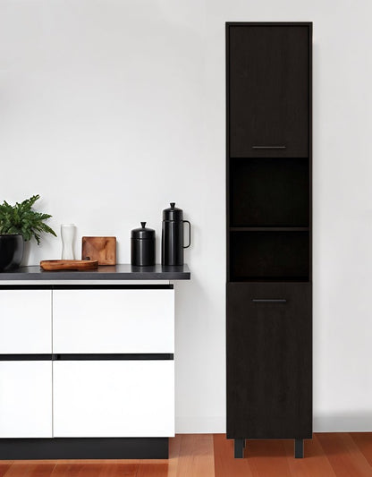 79" Modern Black Pantry Cabinet with Five Shelves HomeRoots