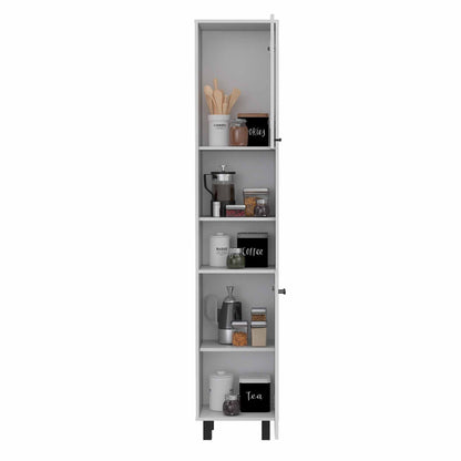 78" Modern White Sleek and Tall Pantry Cabinet