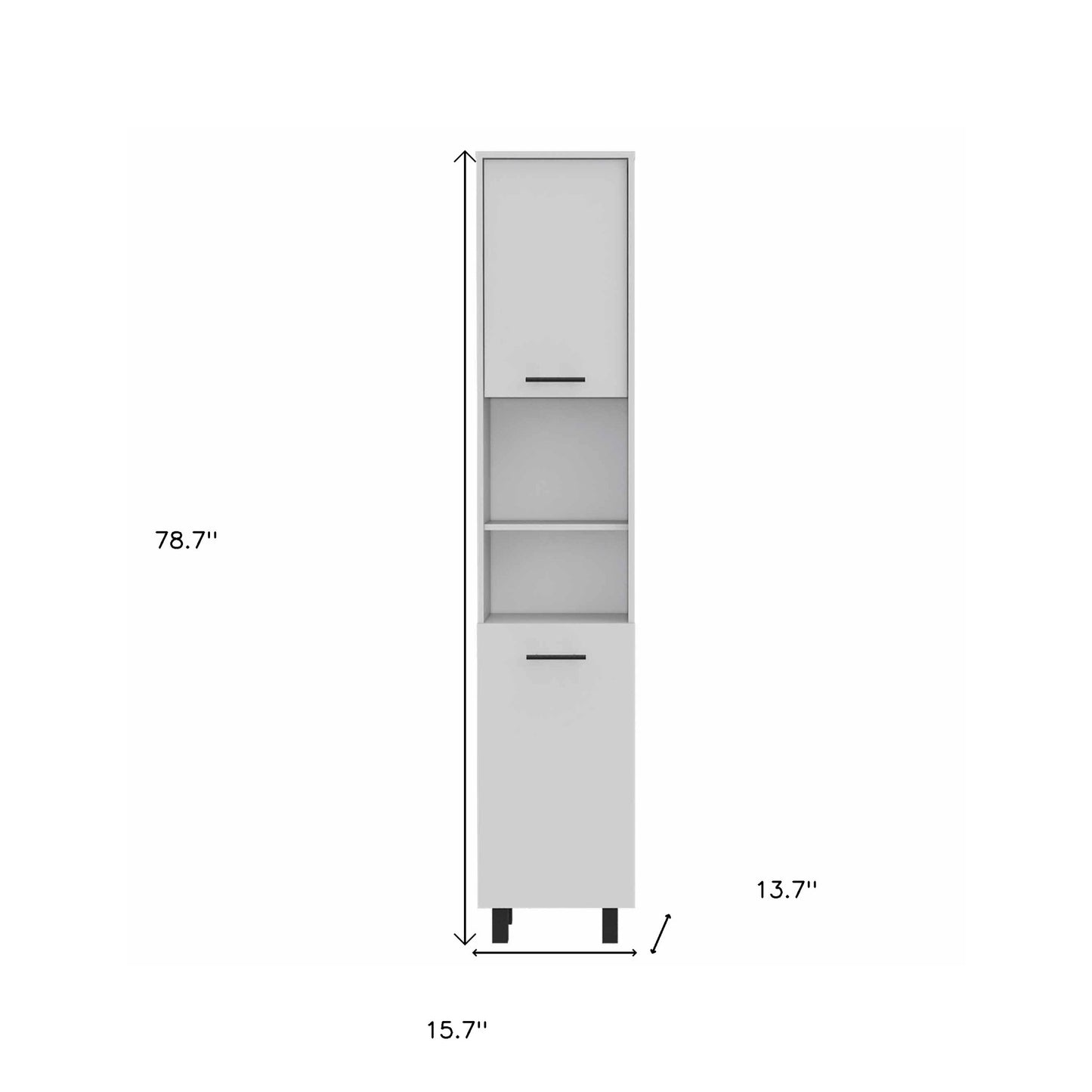 78" Modern White Pantry Cabinet with Five Shelves