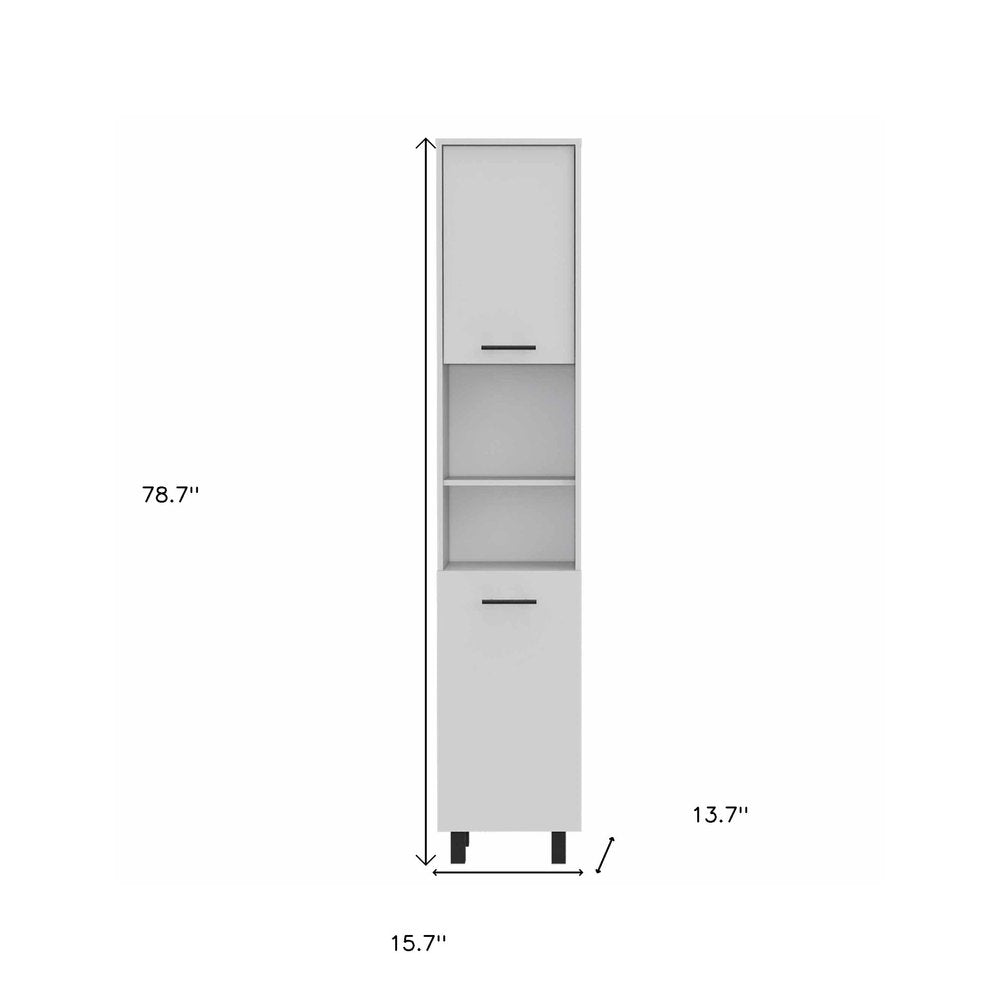 78" Modern White Pantry Cabinet with Five Shelves HomeRoots