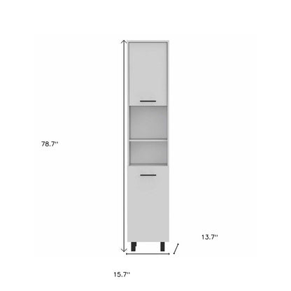 78" Modern White Pantry Cabinet with Five Shelves HomeRoots