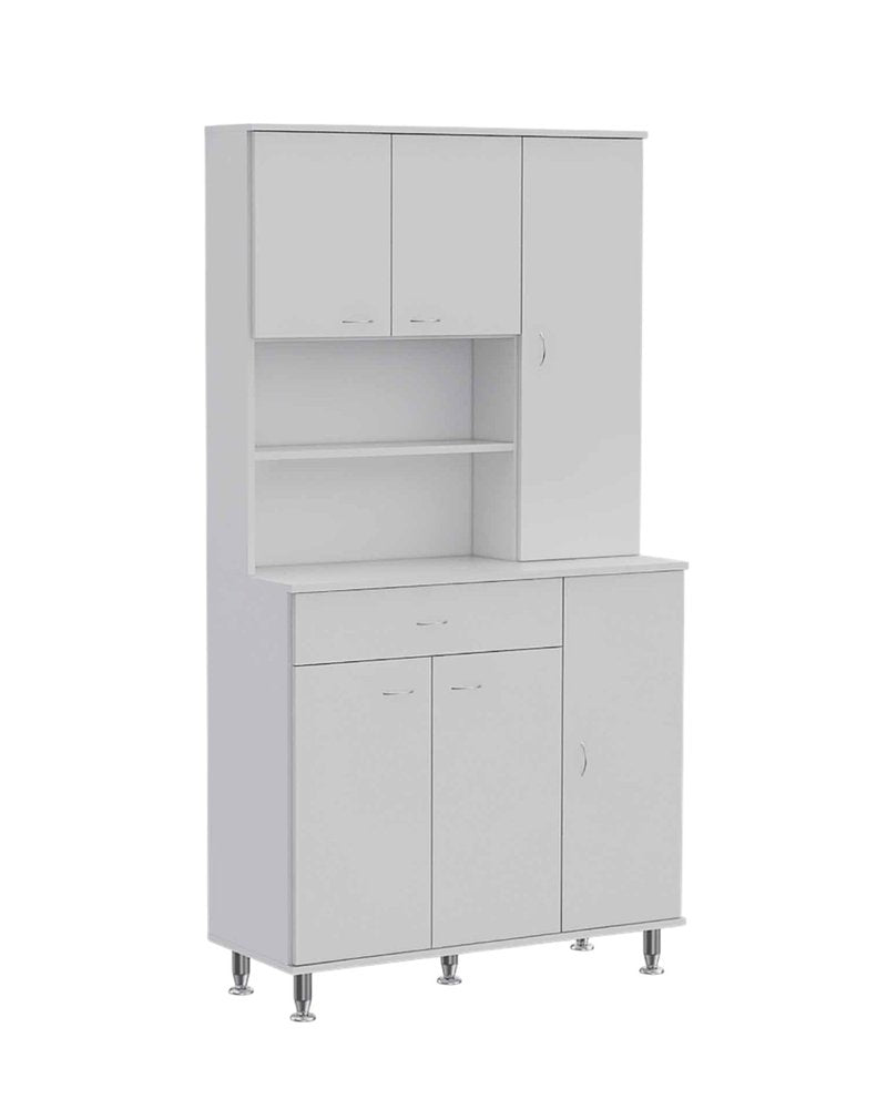 67" White Pantry Cabinet with Five Storage Shelves HomeRoots