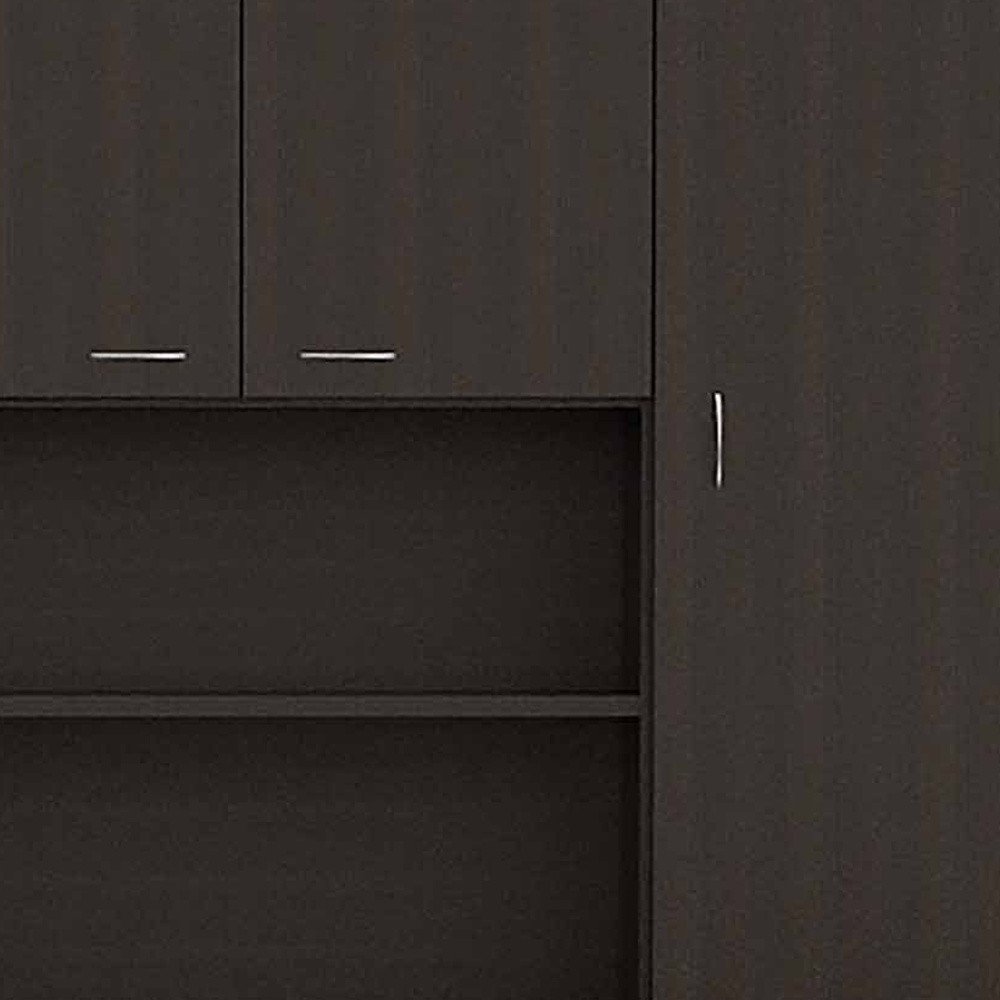 67" Black Wood Seven Door Pantry Or Storage Closet HomeRoots