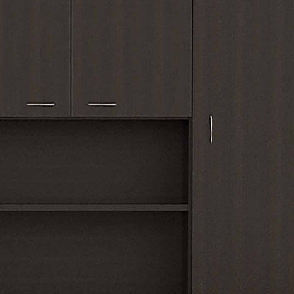 67" Black Wood Seven Door Pantry Or Storage Closet HomeRoots