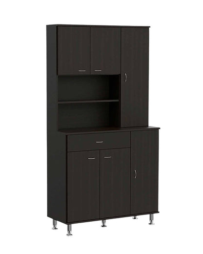 67" Black Wood Seven Door Pantry Or Storage Closet HomeRoots