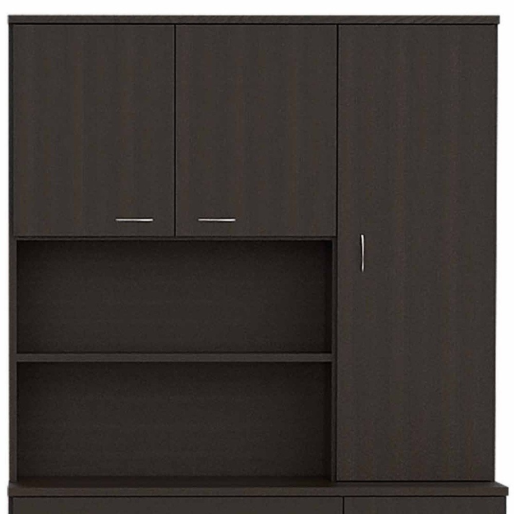 67" Black Wood Seven Door Pantry Or Storage Closet HomeRoots