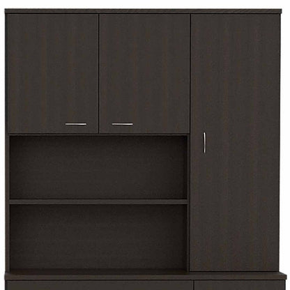 67" Black Wood Seven Door Pantry Or Storage Closet HomeRoots